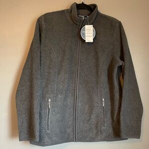 NWT Karen Scott Sz Med Women’s Grey Zip-Up Zeroproof Fleece Light Jacket Ret $46